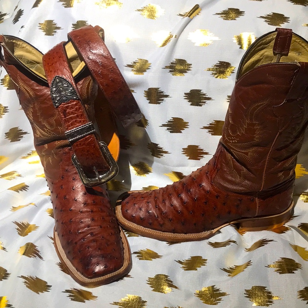Ostrich boots for Men and Belt